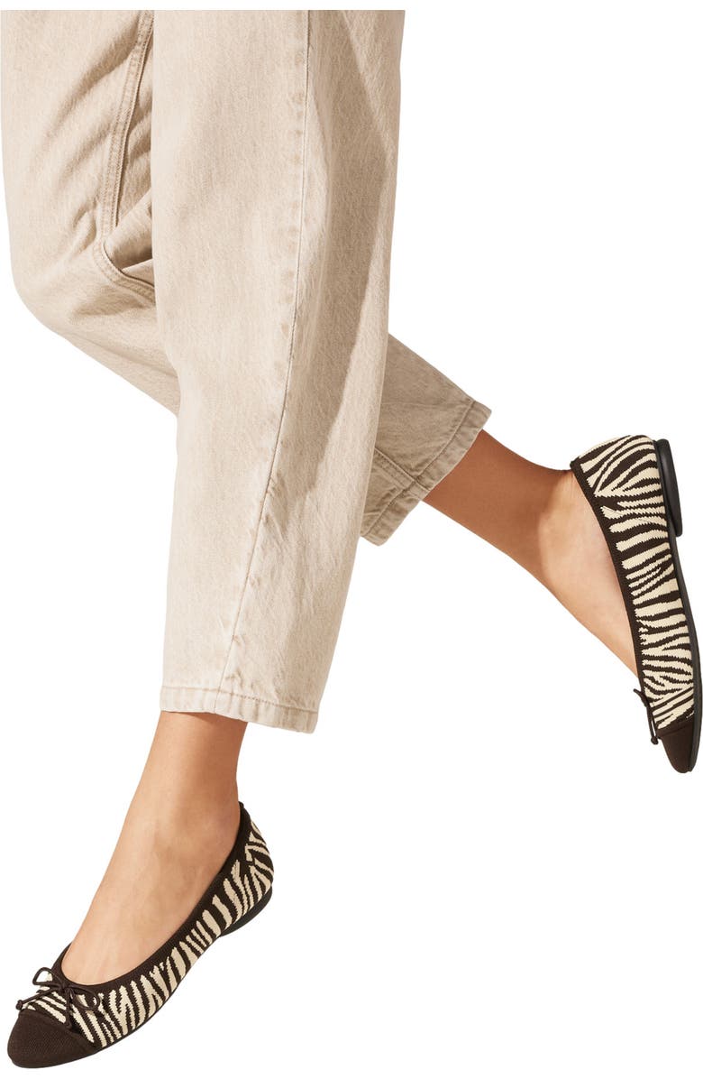 VIVAIA Almond-Toe Bow Flats, Alternate, color, Chocolate Zebra