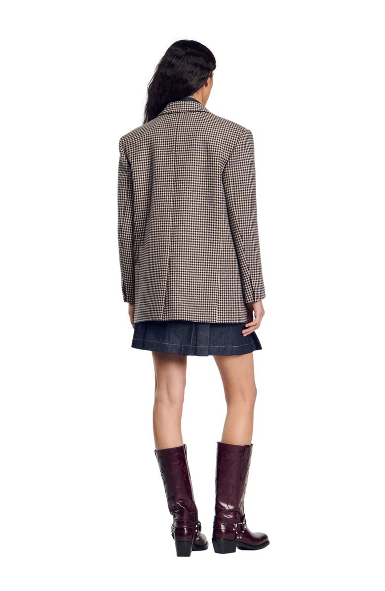 SANDRO Small-check suit jacket, Alternate, color,