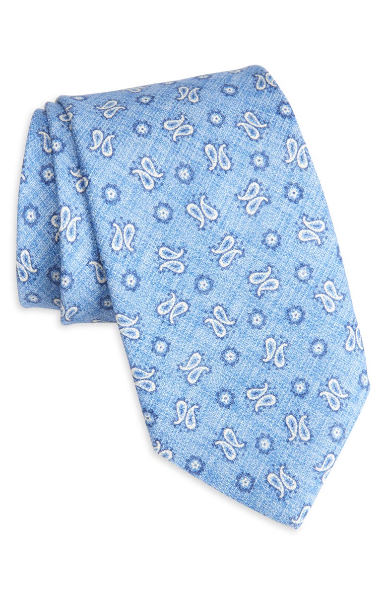 David Donahue Paisley Silk Tie, Main, color, Blue