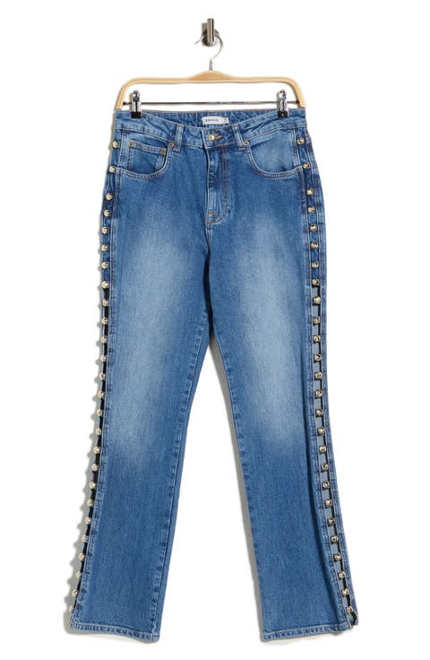 Amelia Studded High Waist Straight Leg Jeans