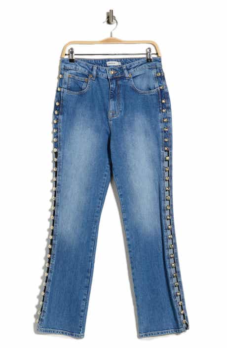 Amelia Studded High Waist Straight Leg Jeans