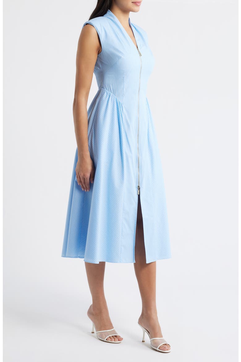 Stripe Zip Front Sleeveless Midi Dress, Alternate, color, LIGHT BLUE