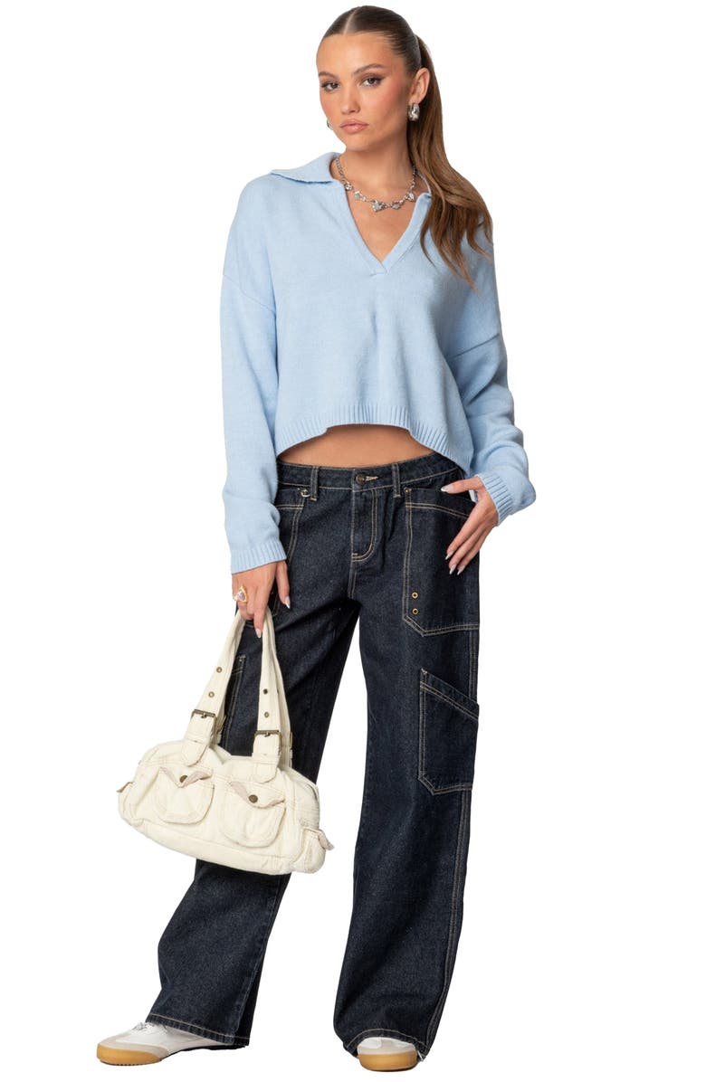 EDIKTED Xana Low Rise Wide Leg Carpenter Jeans, Alternate, color,