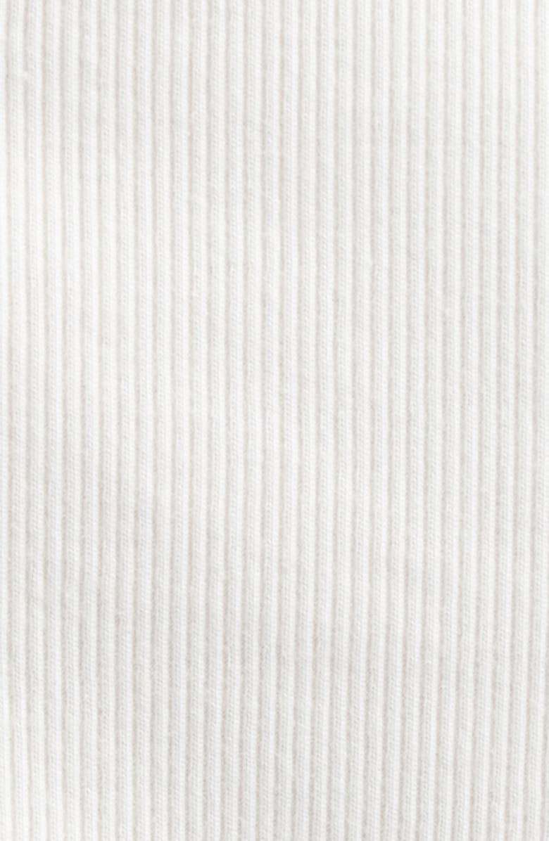Burberry Stephanie Slim Fit Check Trim Stretch Cotton Rib T-Shirt, Alternate, color, Chalk