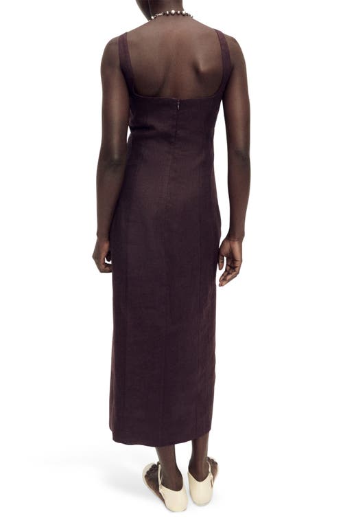 Shop Mango Front Slit Linen Dress