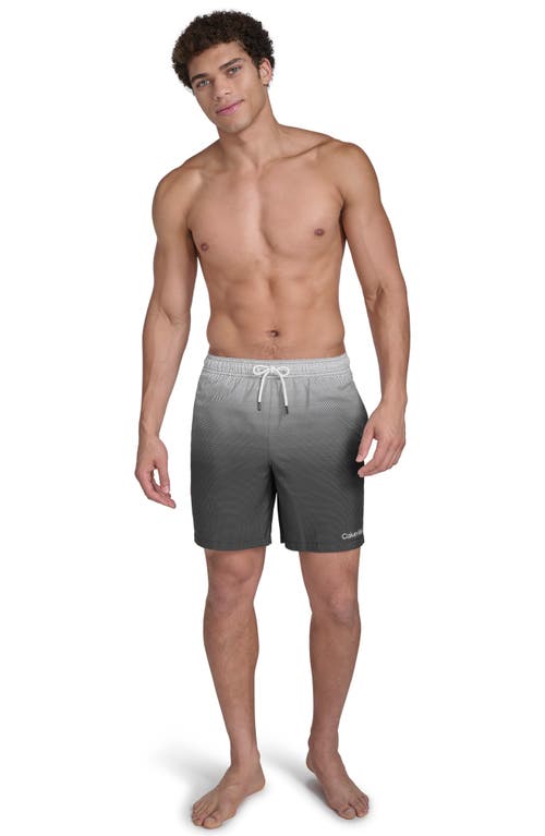 Calvin Klein Graphite Stripe Core Volley Swim Trunks In Black