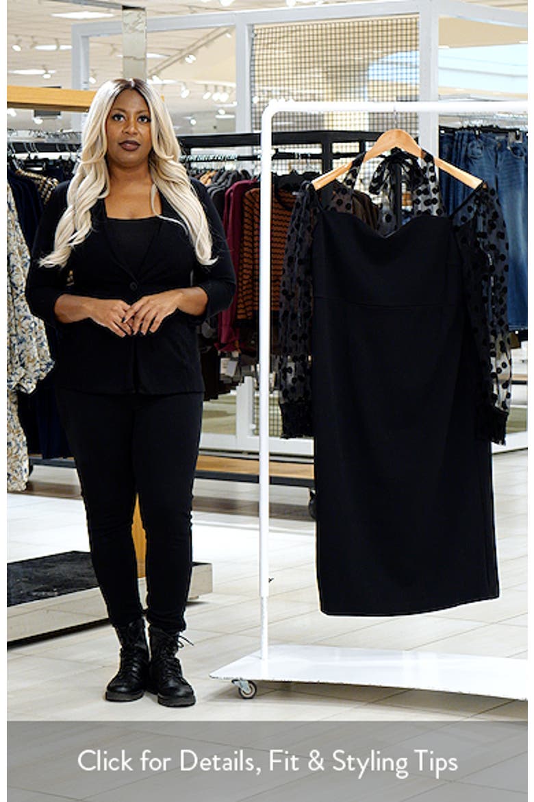 Polka Dot Contrast Long Sleeve Sheath Dress video