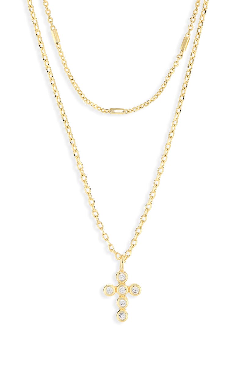 ARGENTO VIVO Layered Mini Cross Pendant Necklace, Alternate, color, Gold