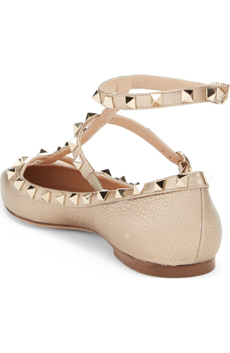 Valentino Garavani 'Rockstud' T-Strap Ballerina Flat, Alternate, color,
