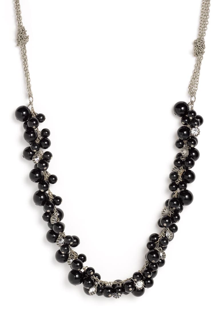 Bead & Jewel Necklace, Main, color, JET / CRYSTAL