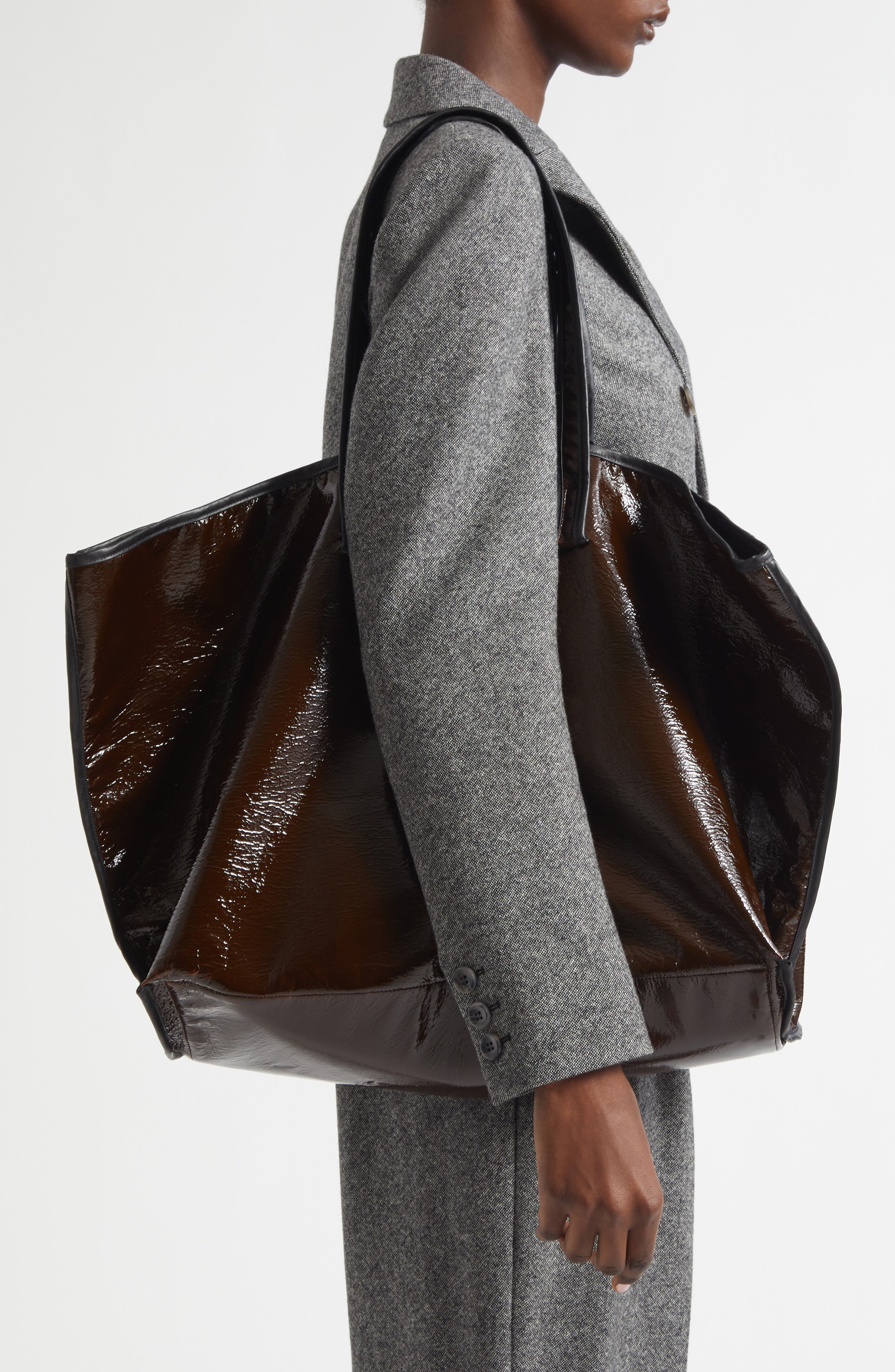 KASSL Lacquer Wool Tote, Alternate, color, 
