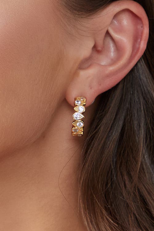 Classicharms Teardrop Zirconia Hoop Earrings In Gold