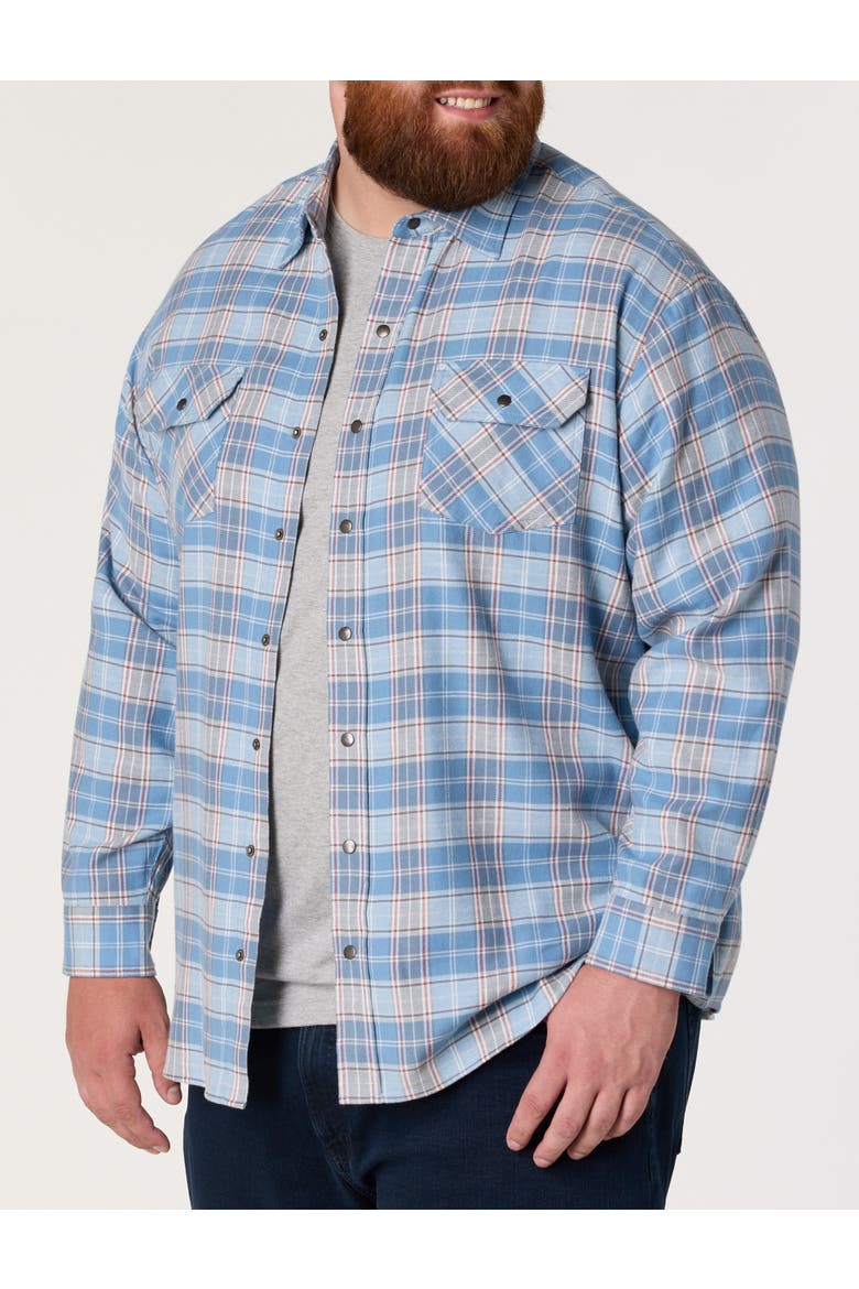 Big & Tall Medium Plaid Flannel Sport Shirt V2, Main, color, BLUE GREY