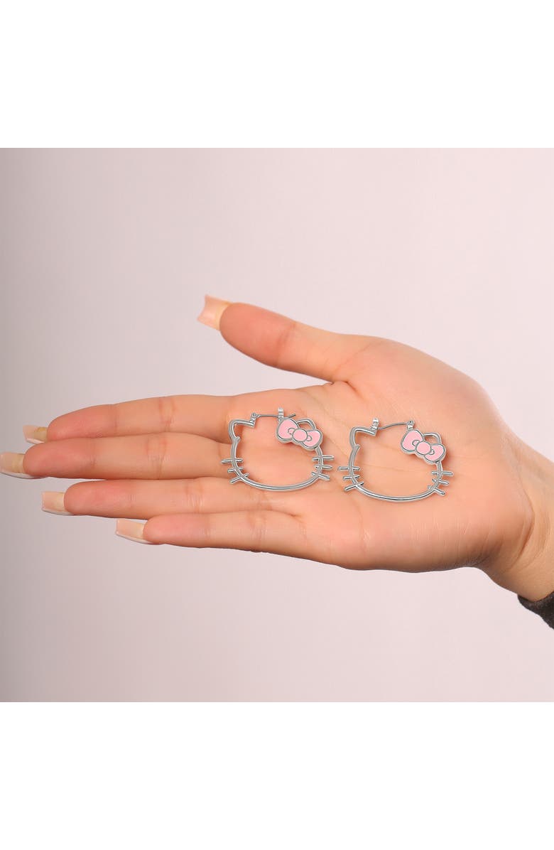 Hello Kitty Silhouette Hoop Earrings, Alternate, color, Silver