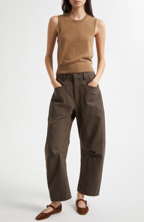 Nili Lotan Shon Barrel Leg Cotton Twill Pants In Vintage Railroad Stripe