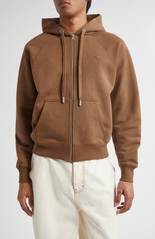 AMI PARIS Ami de Coeur Embroidered Hoodie in Hazelnut  product