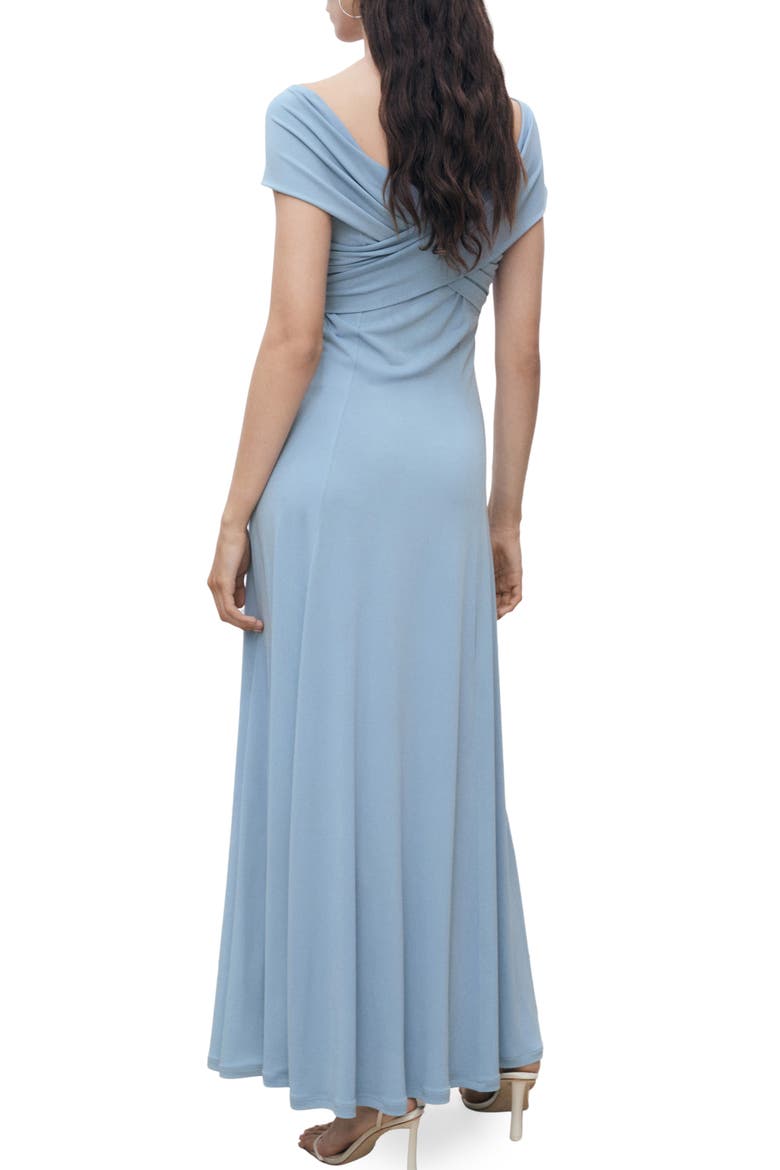 Crossover Neck A-Line Gown, Alternate, color, BLUE