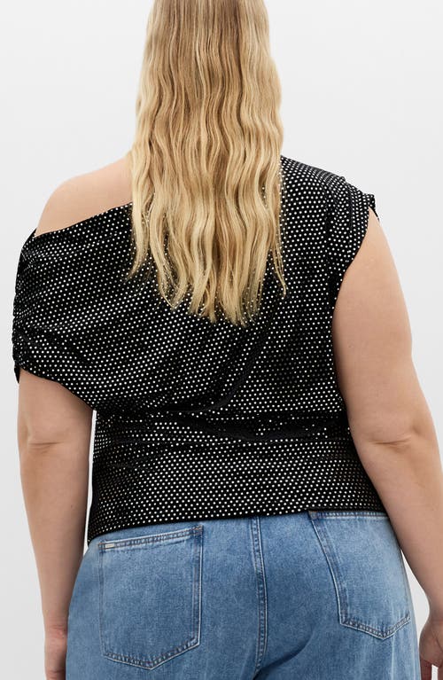 City Chic Shimmy One-shoulder Top In Black