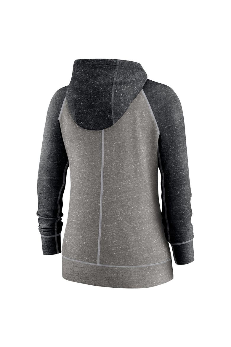 Women's Nike Heathered Charcoal/Heathered Black Chicago White Sox Split Wordmark Gym Vintage Raglan Slub Full-Zip Hoodie, Alternate, color, Heather Charcoal