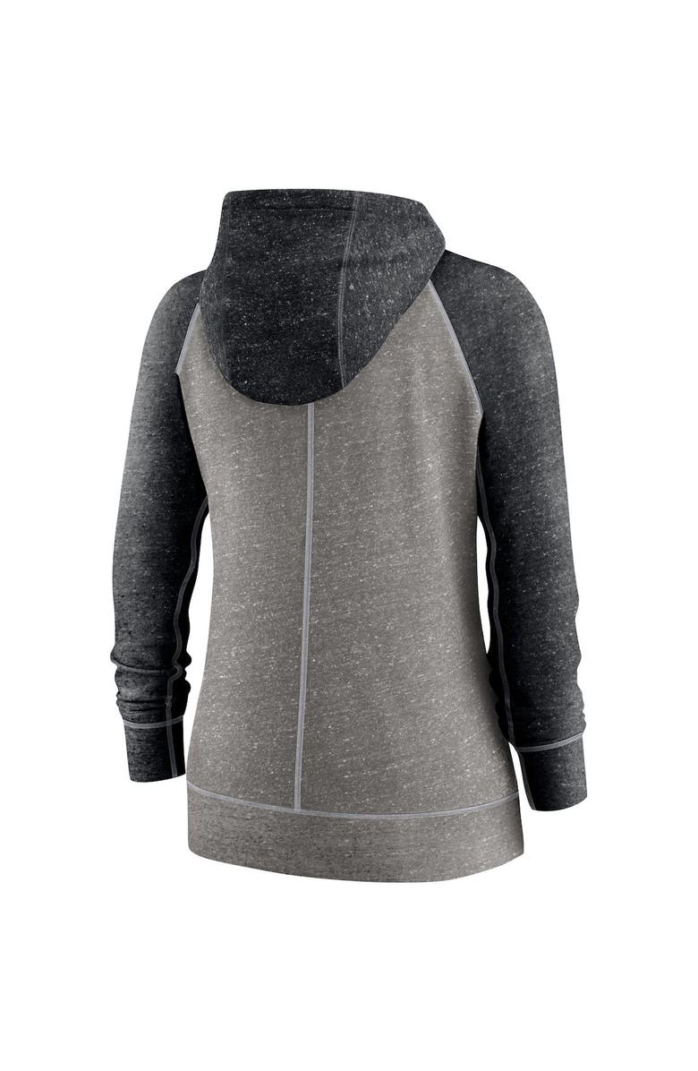 Nike Women's Nike Heathered Charcoal/Heathered Black Chicago White Sox Split Wordmark Gym Vintage Raglan Slub Full-Zip Hoodie, Alternate, color, Heather Charcoal