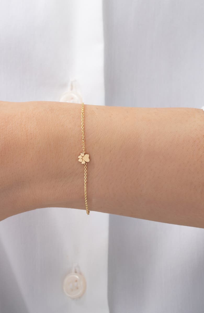 Zoe Lev Tiny Paw Chain Bracelet, Alternate, color,