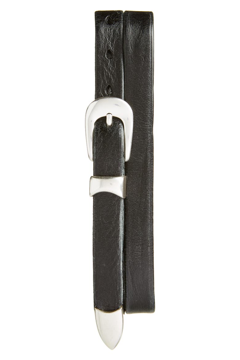 Skinny Leather Belt, Main, color, BLACK LEATHER