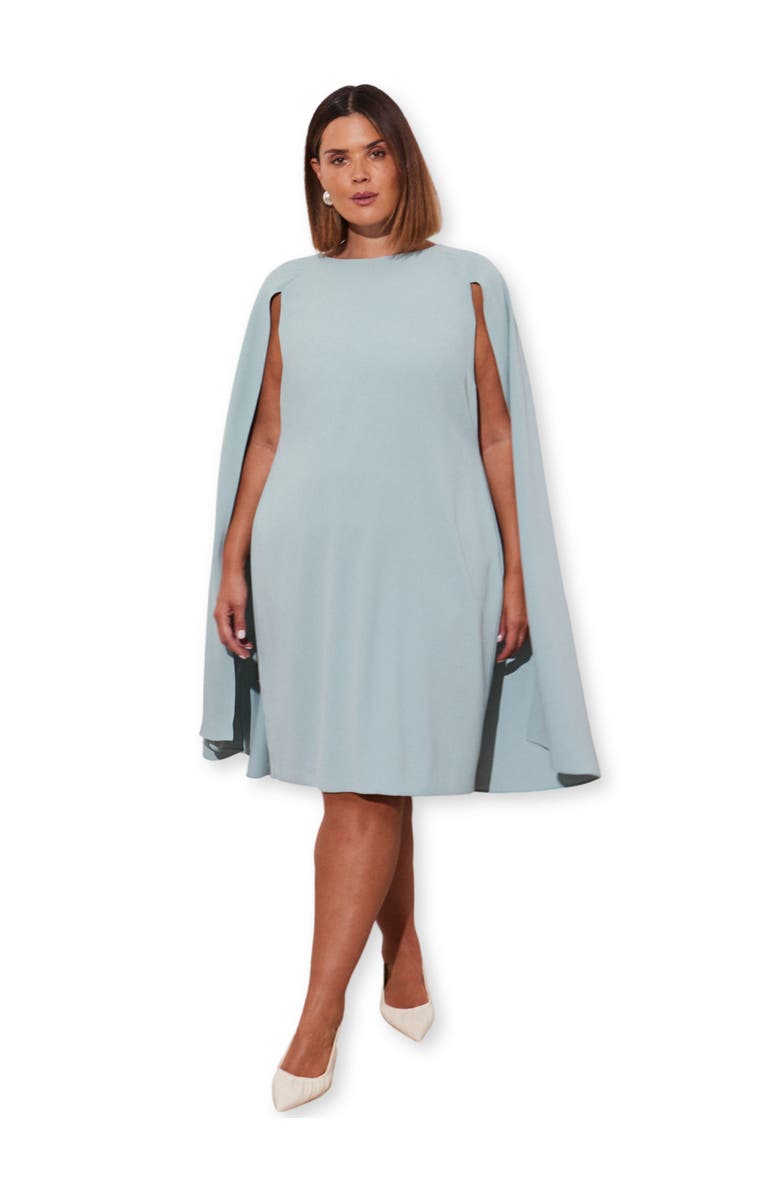Live Unlimited Cape Knee Length Dress, Main, color, Pale Blue