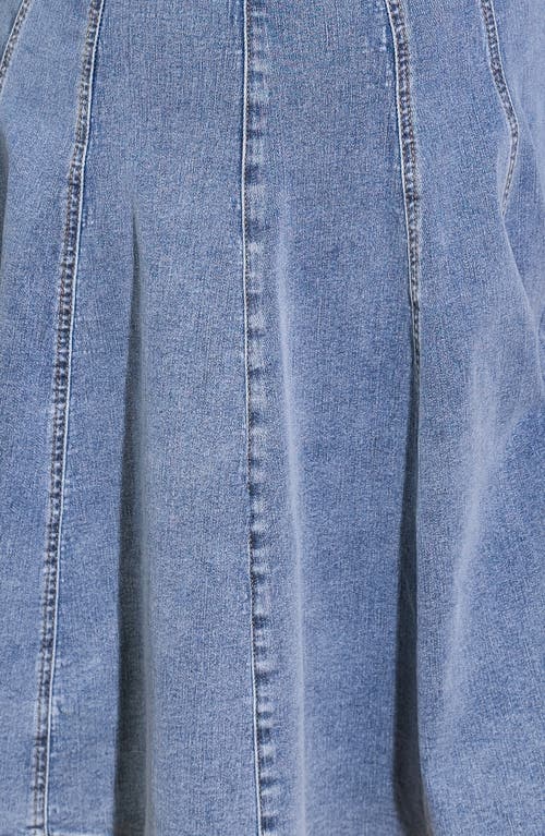 Flying Tomato Washed Denim Long Sleeve Minidress In Blue