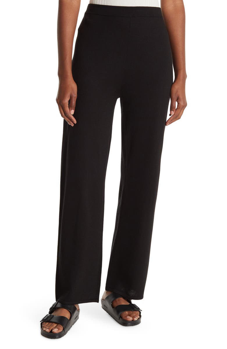 St. John Collection Solid Jersey Knit Wool Blend Crop Pants, Main, color, 