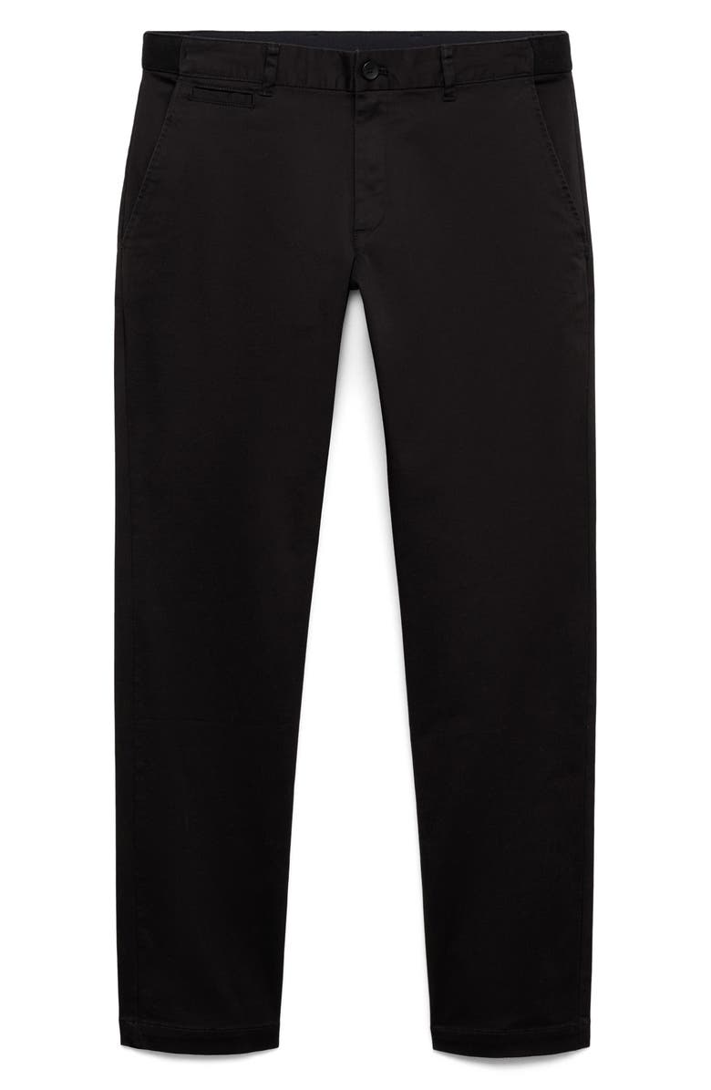 MANGO Prato Crop Tapered Stretch Cotton Chinos, Alternate, color, Black