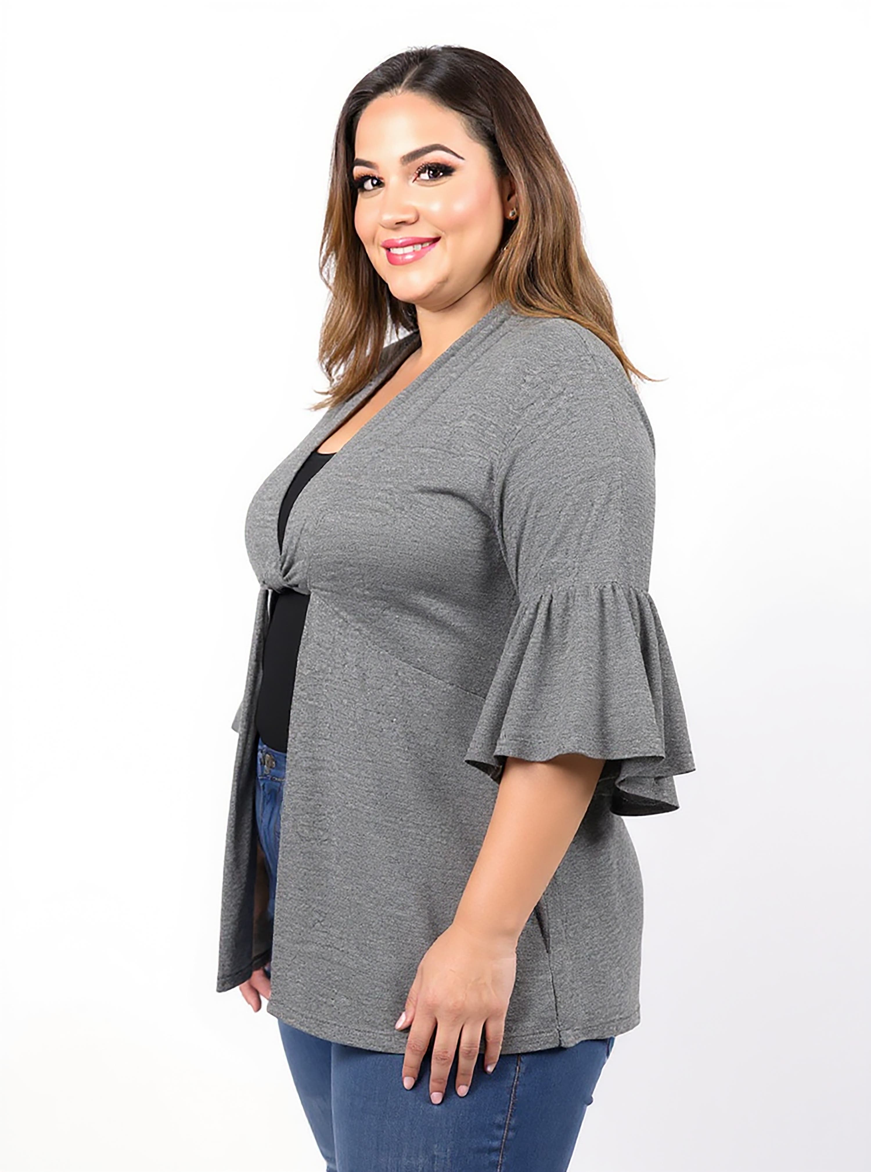 Tie Front Bell Sleeve Cardigan - image 4