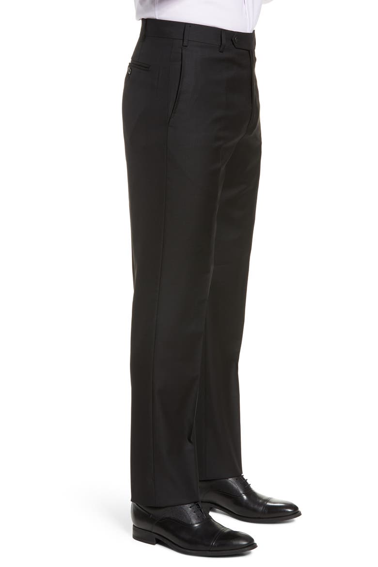Todd Relaxed Fit Flat Front Solid Wool Dress Pants, Alternate, color, BLACK
