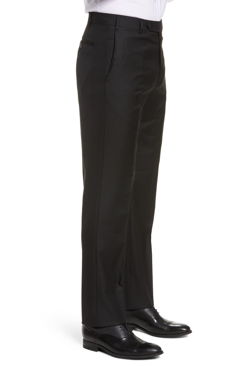 Zanella Todd Relaxed Fit Flat Front Solid Wool Dress Pants, Alternate, color, 