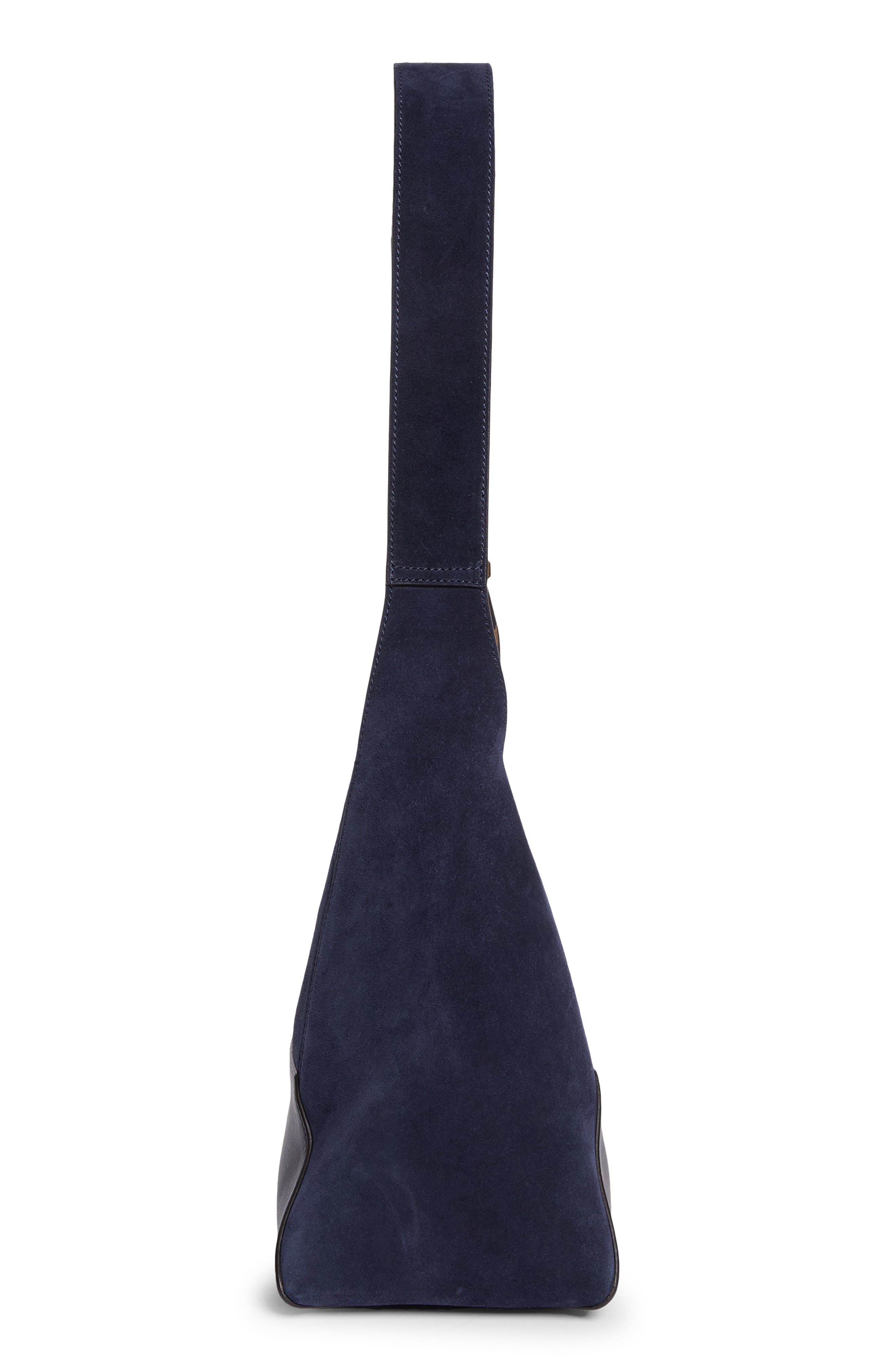 Jimmy Choo Medium Diamond Leather & Suede Hobo Bag, Alternate, color, Marine/ Gold