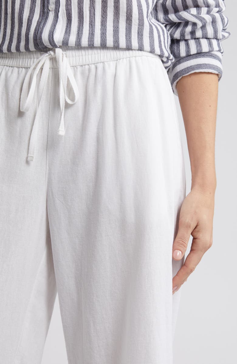 Caslon<sup>®</sup> Drawstring Wide Leg Linen Blend Pants, Alternate, color, White
