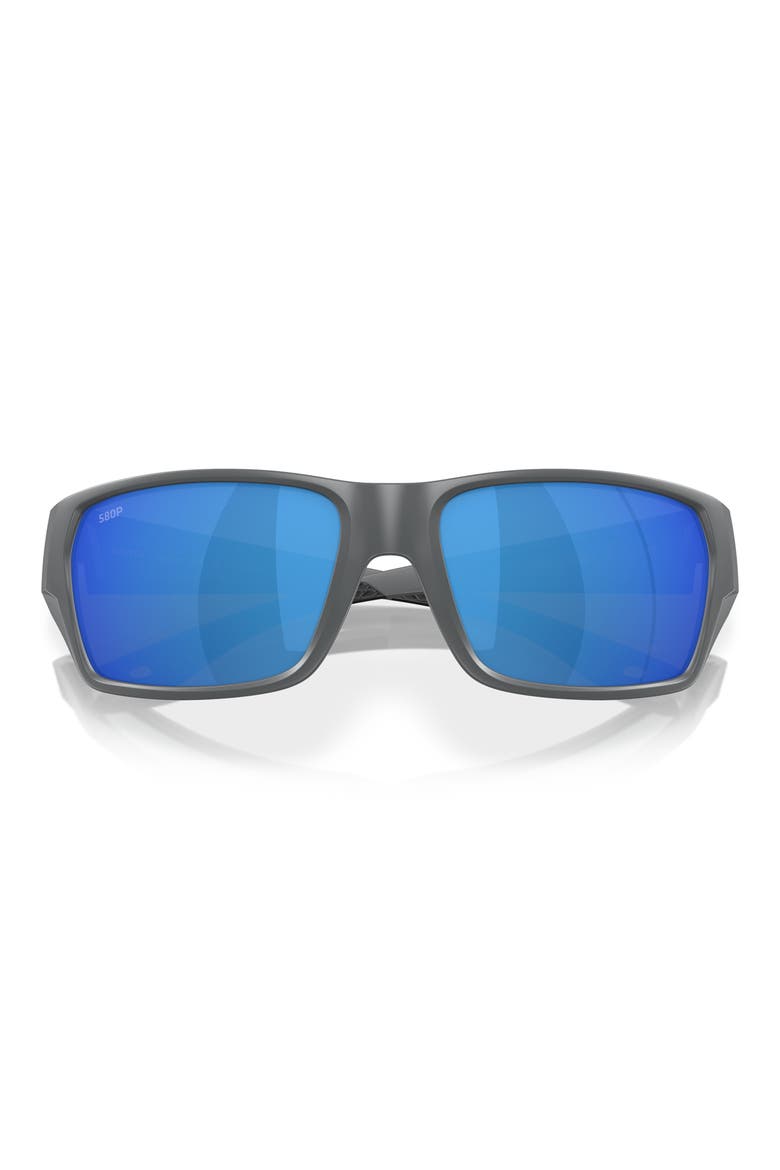 Tailfin 60mm Polarized Rectangular Sunglasses, Alternate, color, MATTE GRAY/ BLUE MIRROR 580P