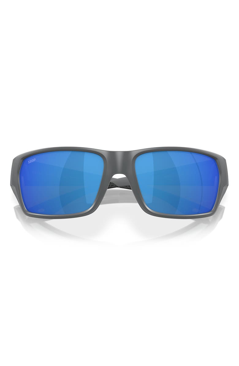 Costa Del Mar Tailfin 60mm Polarized Rectangular Sunglasses, Alternate, color, Matte Gray/ Blue Mirror 580P