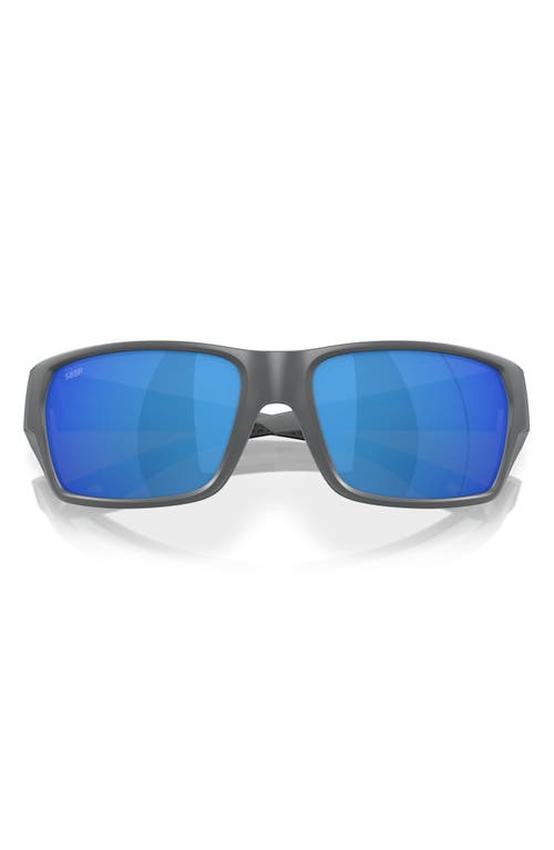 Costa Del Mar Tailfin 57mm Polarized Rectangular Sunglasses In Matte Gray/blue Mirror 580p