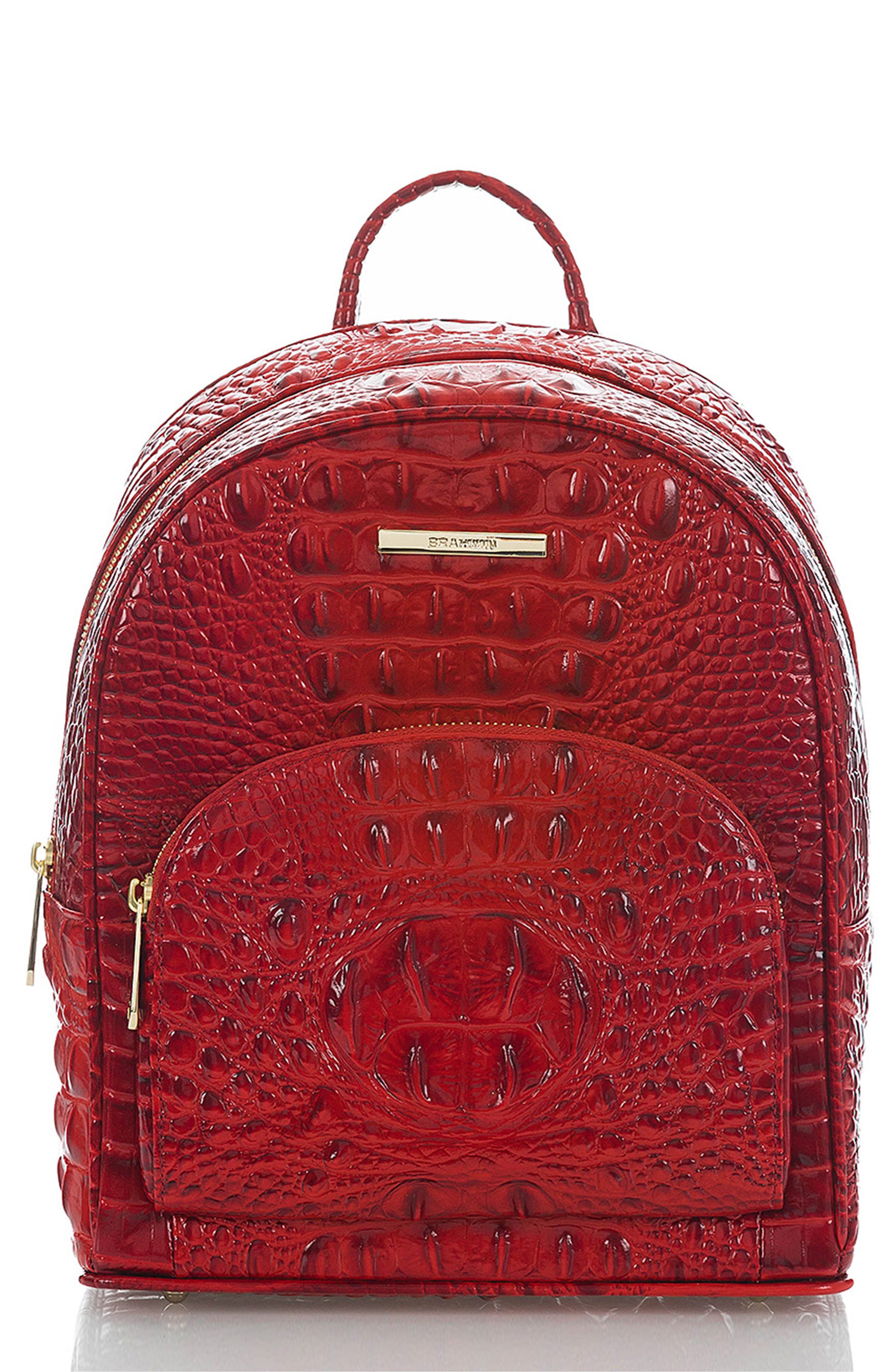 Mini Dartmouth Leather Backpack, Main, color, SCARLET