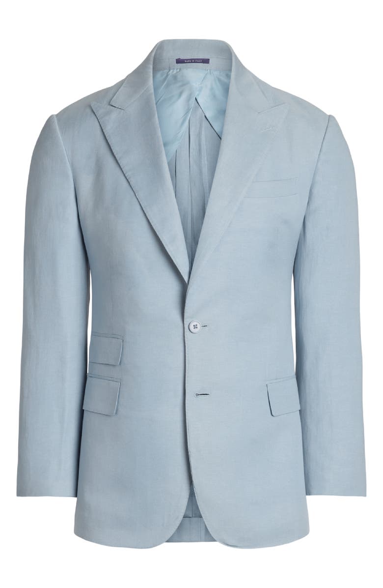 Ralph Lauren Purple Label Single Breasted Silk & Linen Canvas Sport Coat, Alternate, color, Chambray Blue