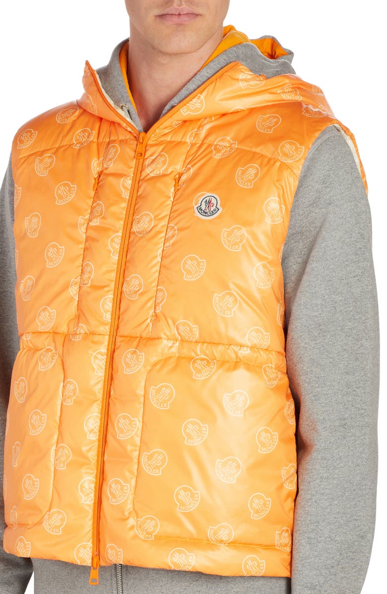 Moncler Alkarab Logo Print Hooded Down Vest, Alternate, color,