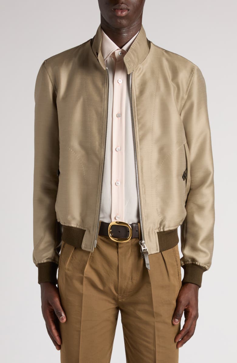 TOM FORD Wool Blend Twill Harrington Jacket, Alternate, color, Fg796 Soft Military