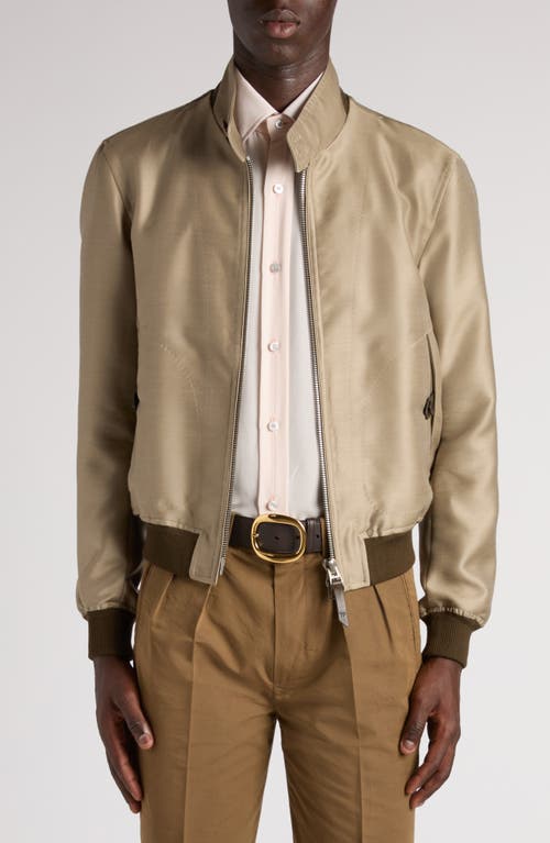 Tom Ford Wool Blend Twill Harrington Jacket In Fg796 Soft Military
