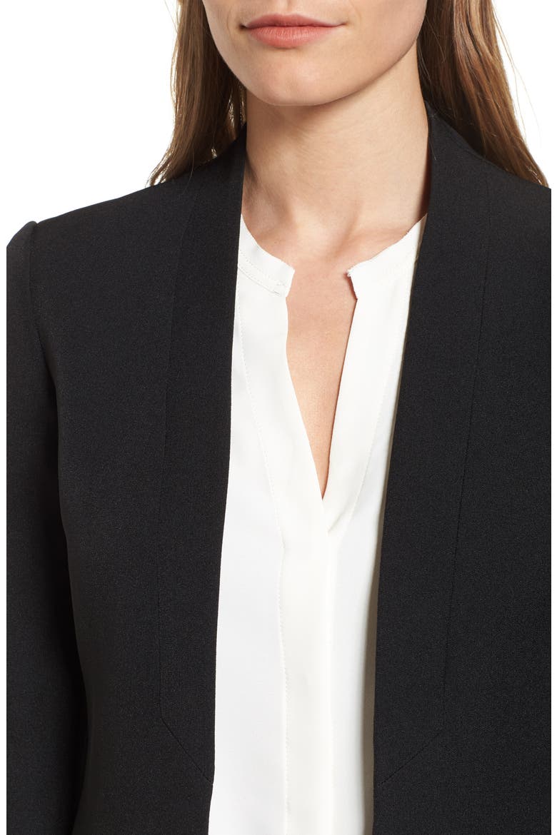 Anne Klein Open Front Jacket, Alternate, color, BLACK
