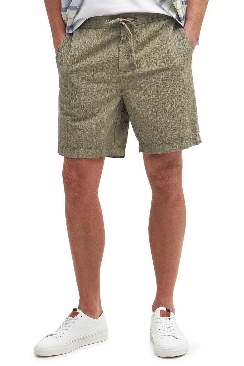 Melbury Cotton Seersucker Shorts, Main, color, DUSTY GREEN