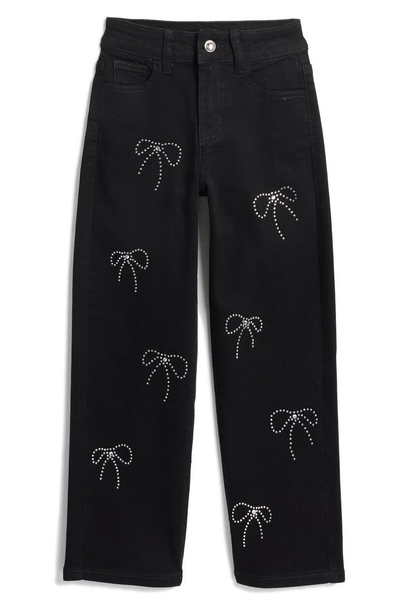 GOGO STAR Kids' Rhinestone Bow High Waist Jeans, Main, color, 