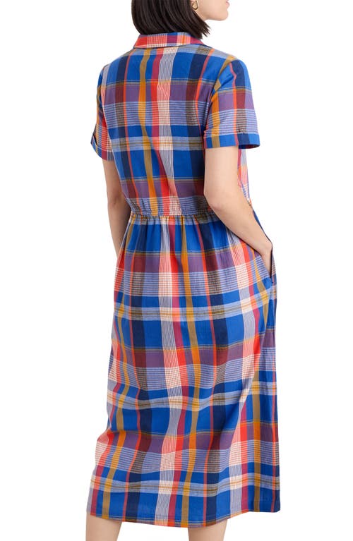 Seasalt Cornwall Fleet Check Organic Cotton Midi Shirtdress In Handicraft Multi