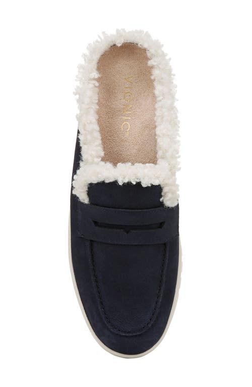 Vionic Uptown Faux Shearling Mule In Peacoat