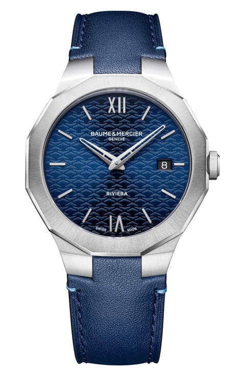 Riviera 73 Leather Strap Watch, 39mm