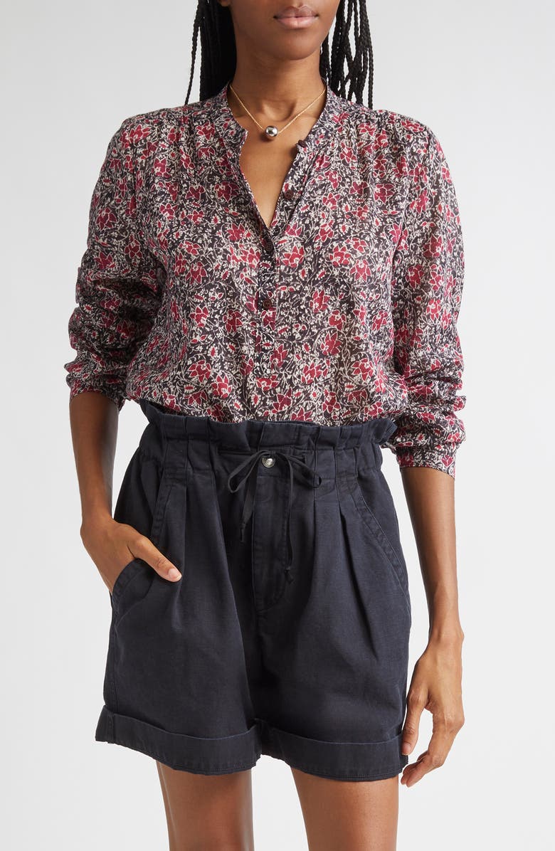 Isabel Marant Étoile Maria Floral Cotton Top, Main, color, Crushed Berry